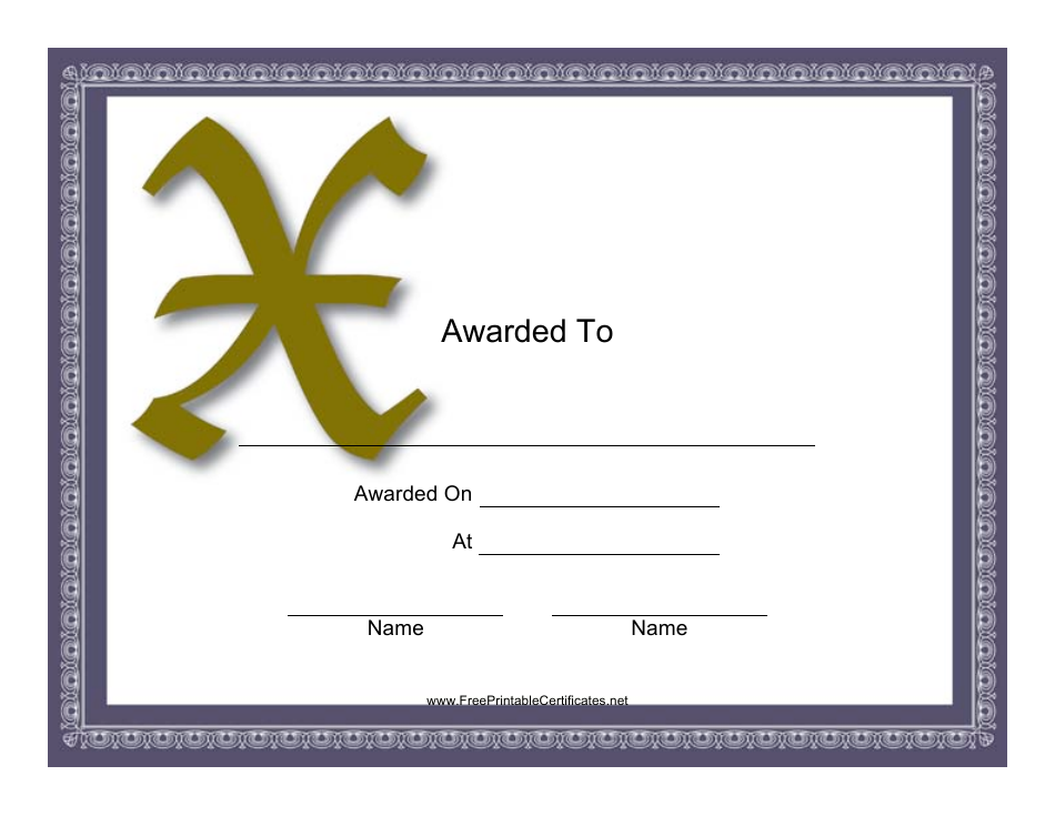 Monogram X Certificate Template Image Preview