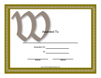 Document preview: Monogram W Award Certificate Template