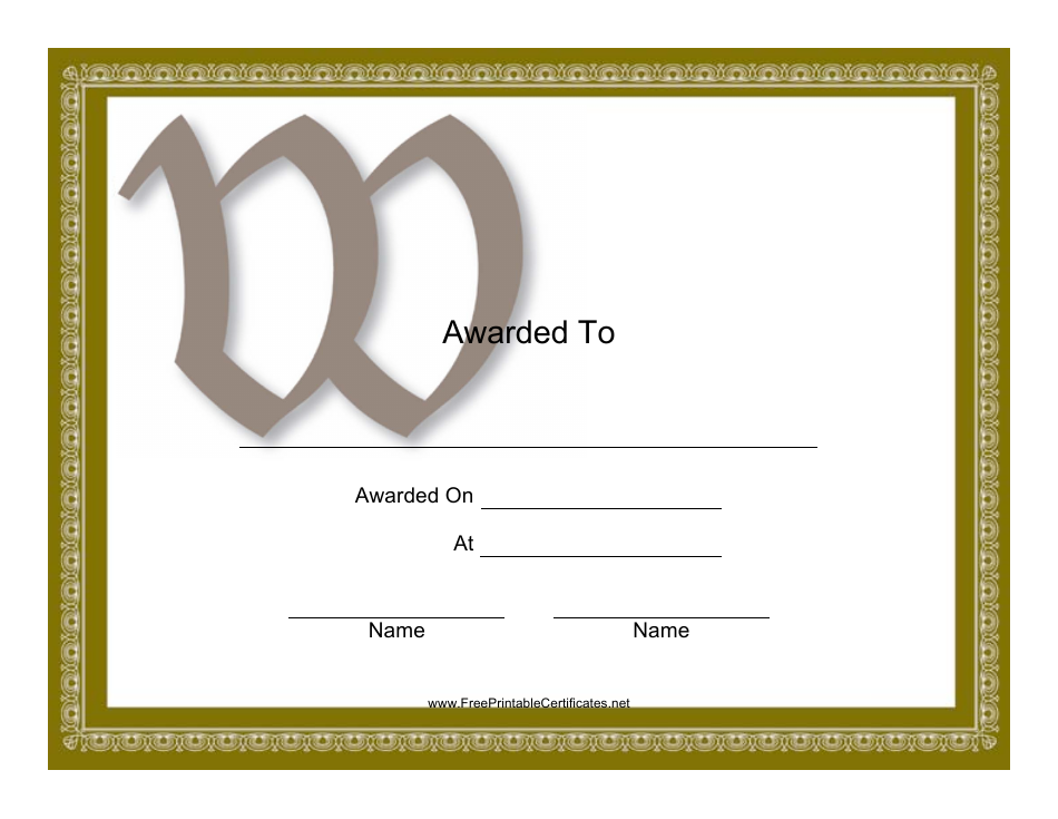 Monogram W Award Certificate Template - Create Custom Templates