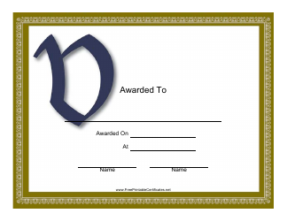 &quot;Monogram V Award Certificate Template&quot;