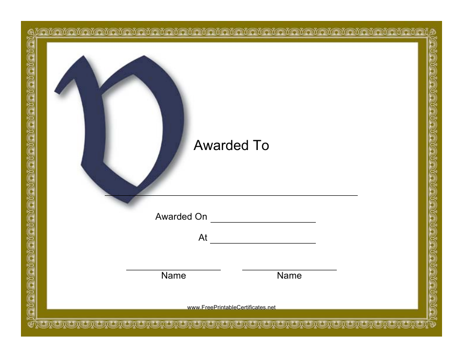 Monogram V Award Certificate Template - Preview Image