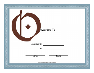 Document preview: Monogram O Certificate Template