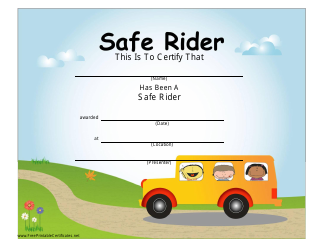 &quot;Safe Rider Certificate Template&quot;