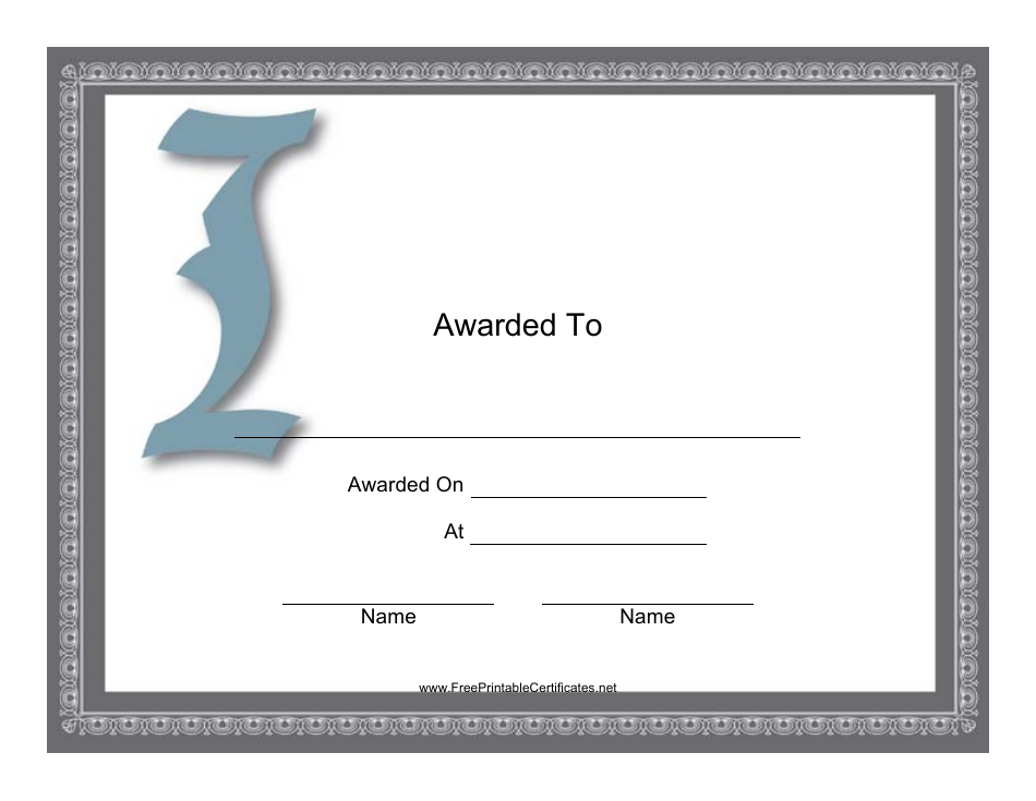 Monogram I Certificate Template - Preview Image