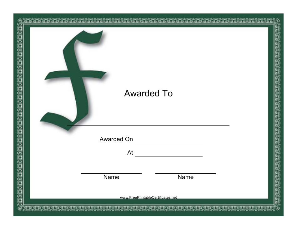 Form F Certificate.pdf Monogram F Certificate Template Download Printable PDF | Templateroller