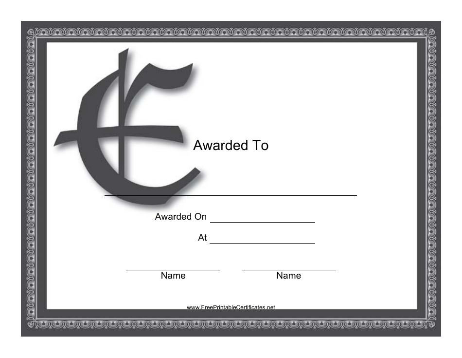 E Monogram Award Certificate Template, Page 1
