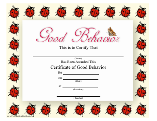Document preview: Good Behavior Certificate Template - Red