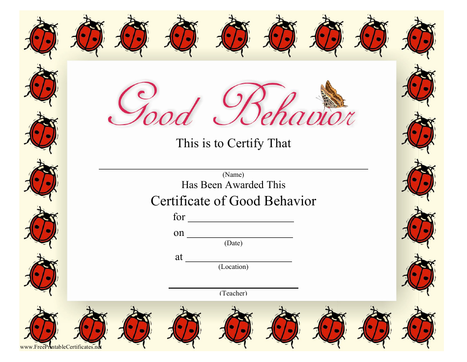A professional Good Behavior Certificate Template in a vibrant red design.