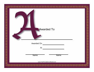 Document preview: A Monogram Award Certificate Template