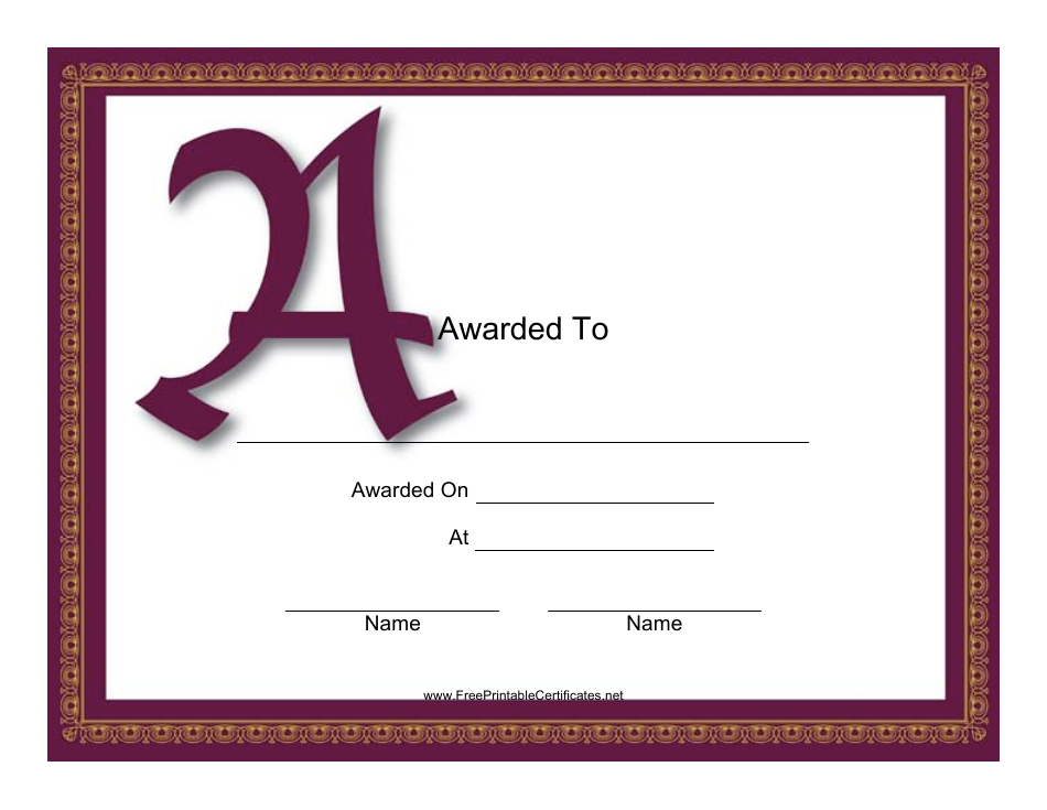 Monogram Award Certificate Template - Printable