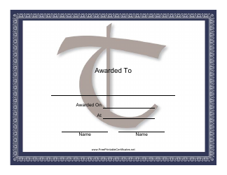 Document preview: Centered T Monogram Certificate Template