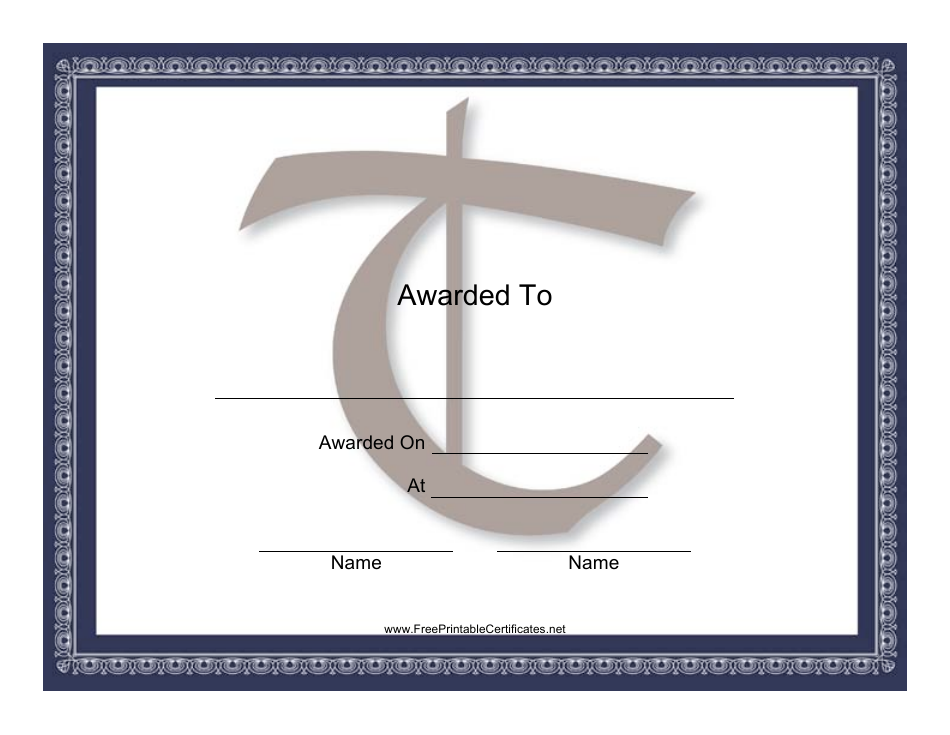 Centered T Monogram Certificate Template - Templateroller