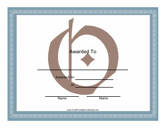 &quot;Centered O Monogram Award Certificate Template&quot;