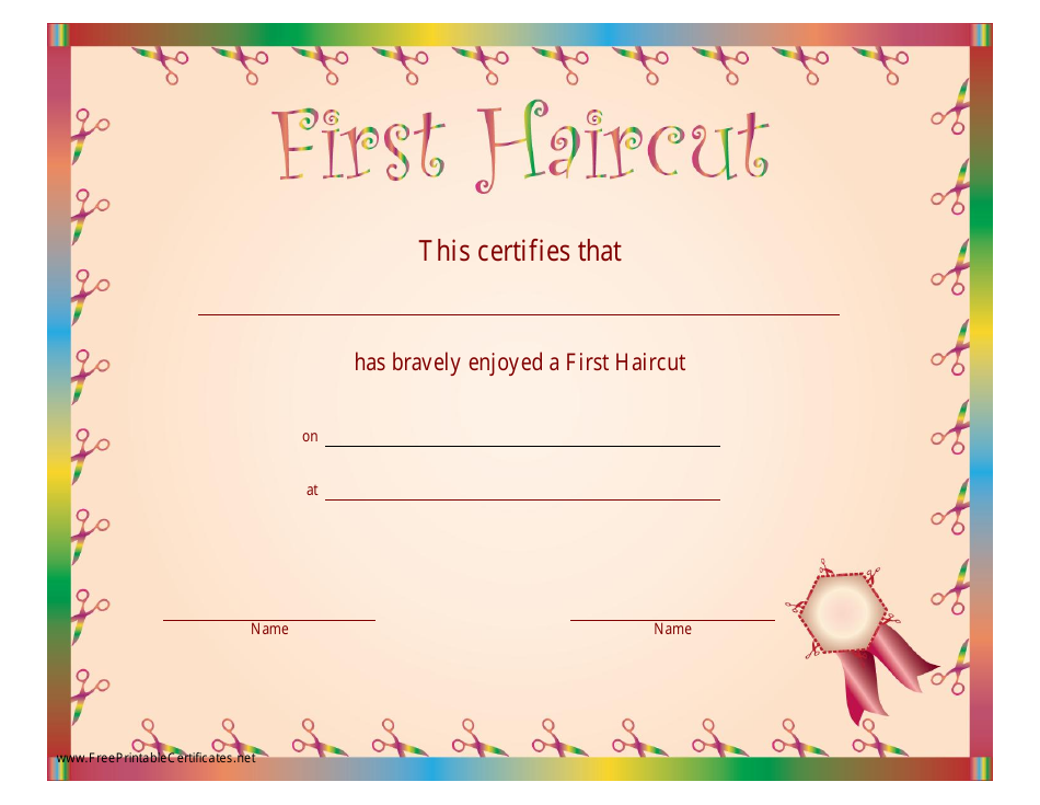 Printable First Haircut Certificate