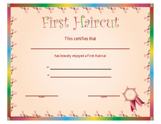 &quot;First Haircut Certificate Template&quot;