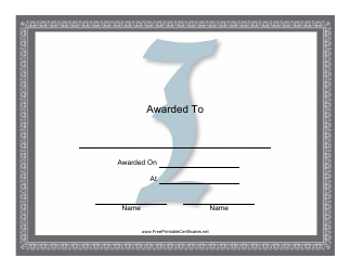 Document preview: Centered I Monogram Certificate Template