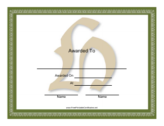 Document preview: Centered H Monogram Certificate Template