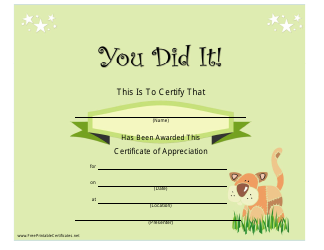 Document preview: Green Certificate of Appreciation Template