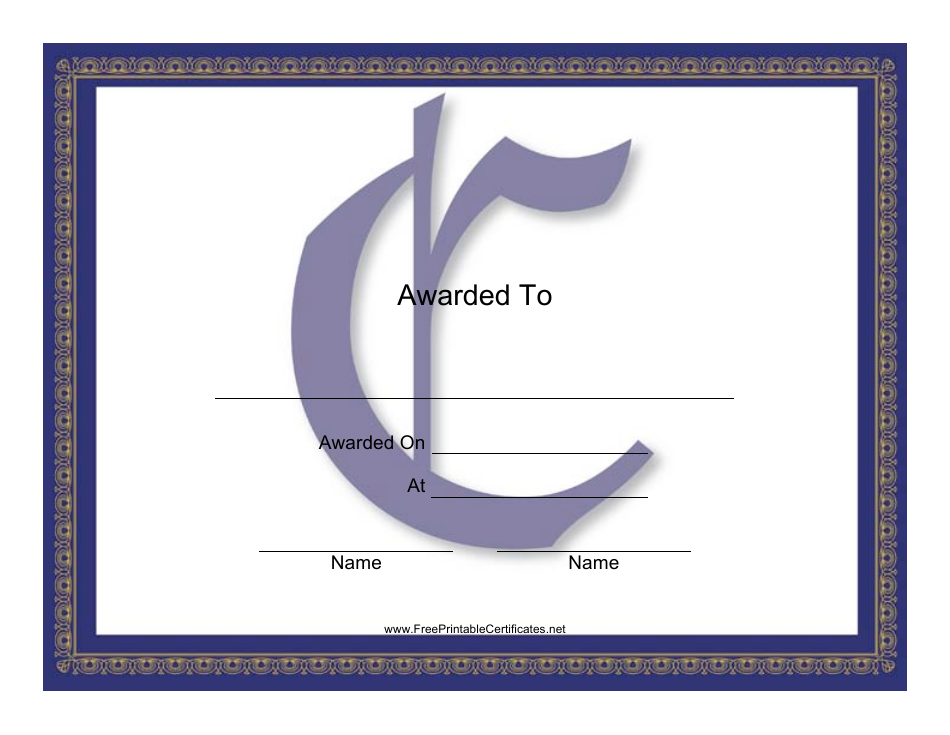 Centered C Monogram Certificate Template, Page 1