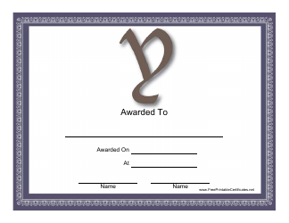 Document preview: Y Monogram Certificate Template