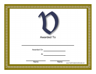 Document preview: V Monogram Certificate Template