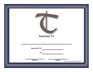 Document preview: T Monogram Certificate Template