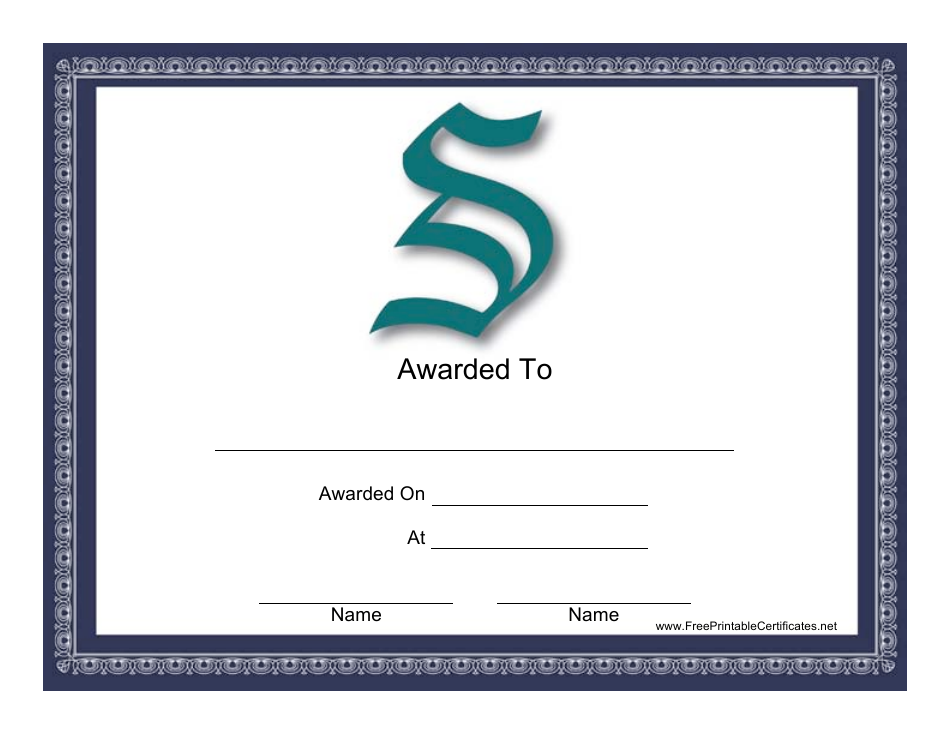 S Monogram Certificate Template, Page 1