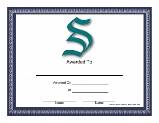 Document preview: S Monogram Certificate Template