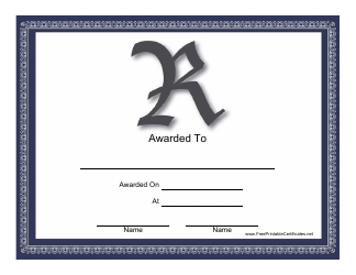 Document preview: R Monogram Certificate Template