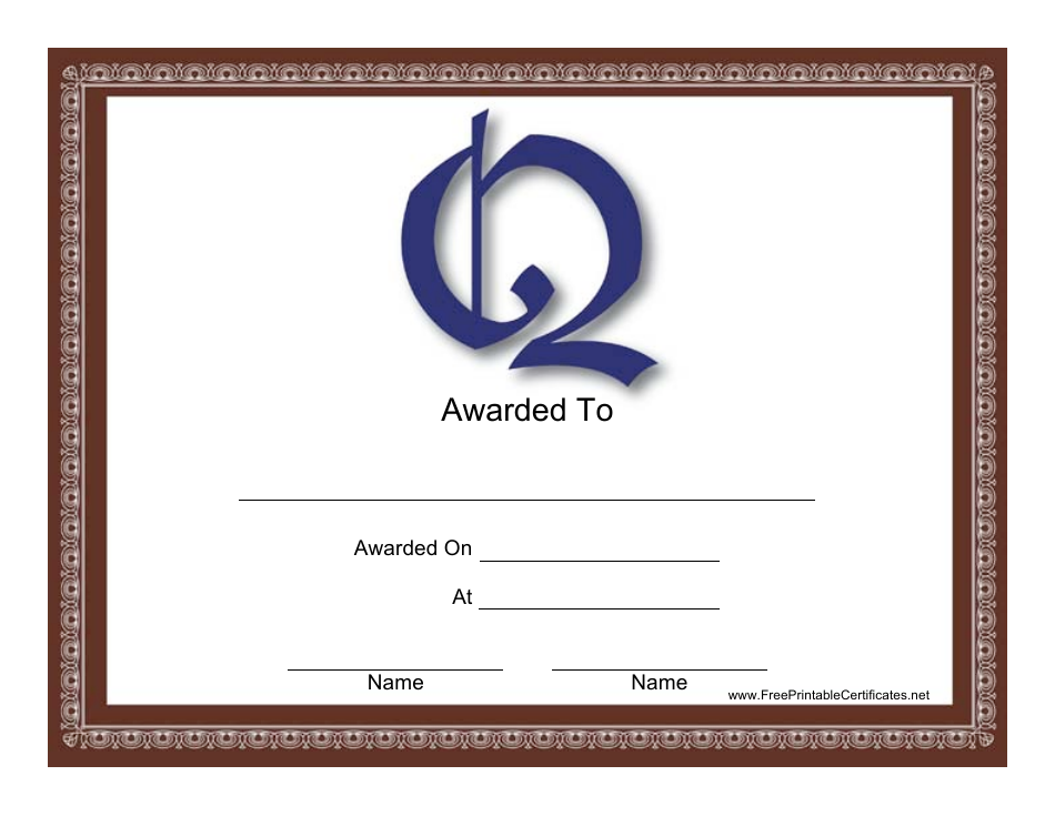 Q Monogram Certificate Template, Page 1