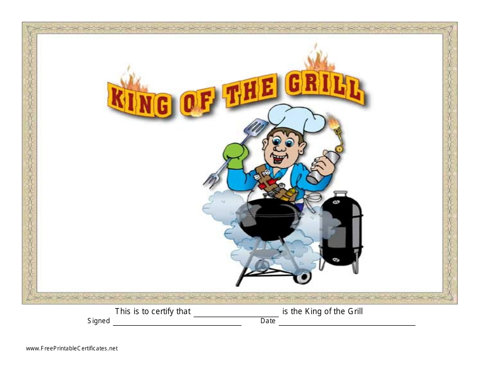 King of the Grill Certificate Template - Preview