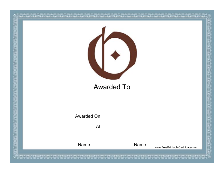 O Monogram Certificate Template, Page 1