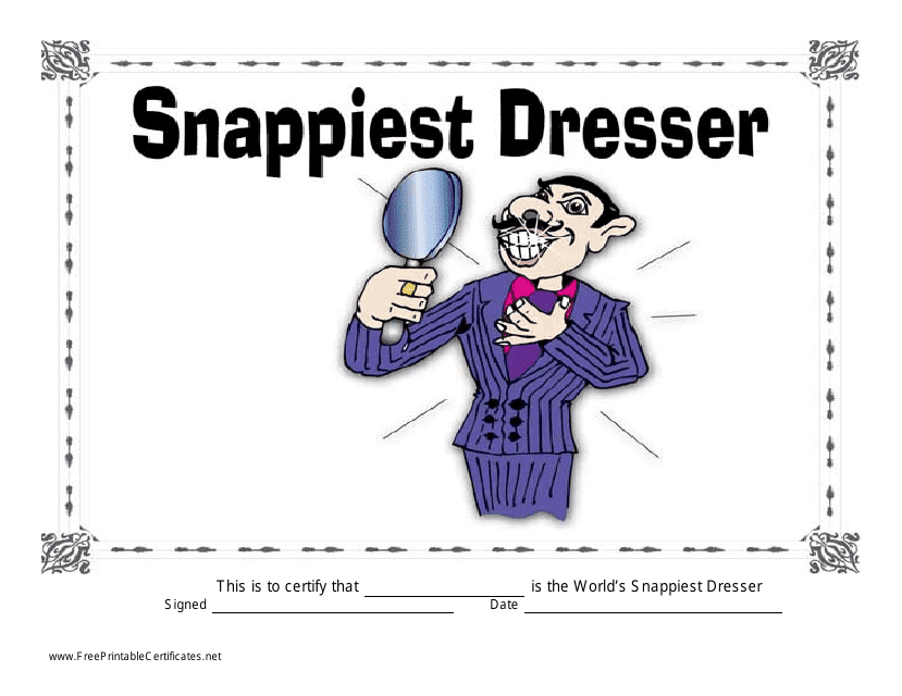 &quot;Snappiest Dresser Certificate Template&quot; Download Pdf