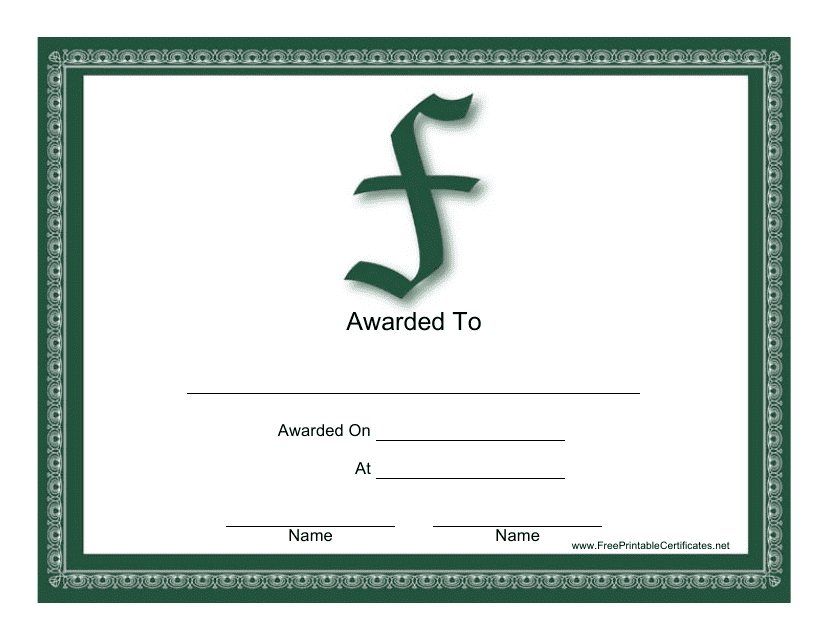 F Monogram Certificate Template Download Pdf