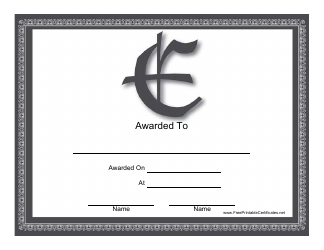 Document preview: E Monogram Certificate Template