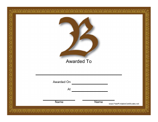 Document preview: B Monogram Award Certificate Template