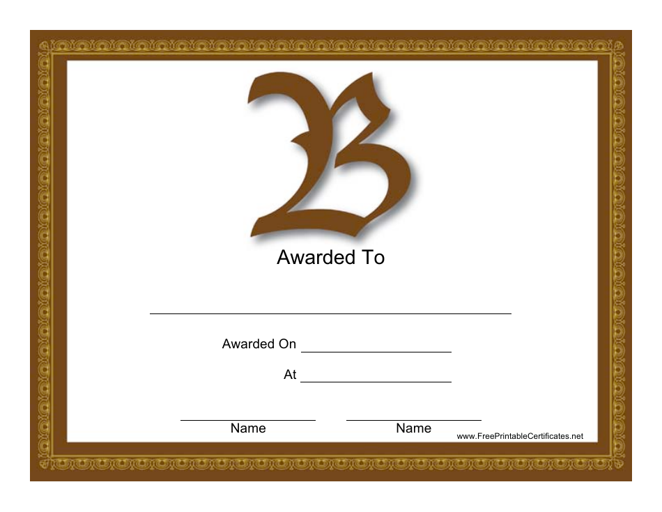 B Monogram Award Certificate Template Image Preview