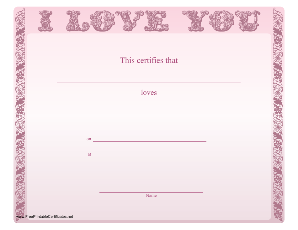 Love Certificate Templates