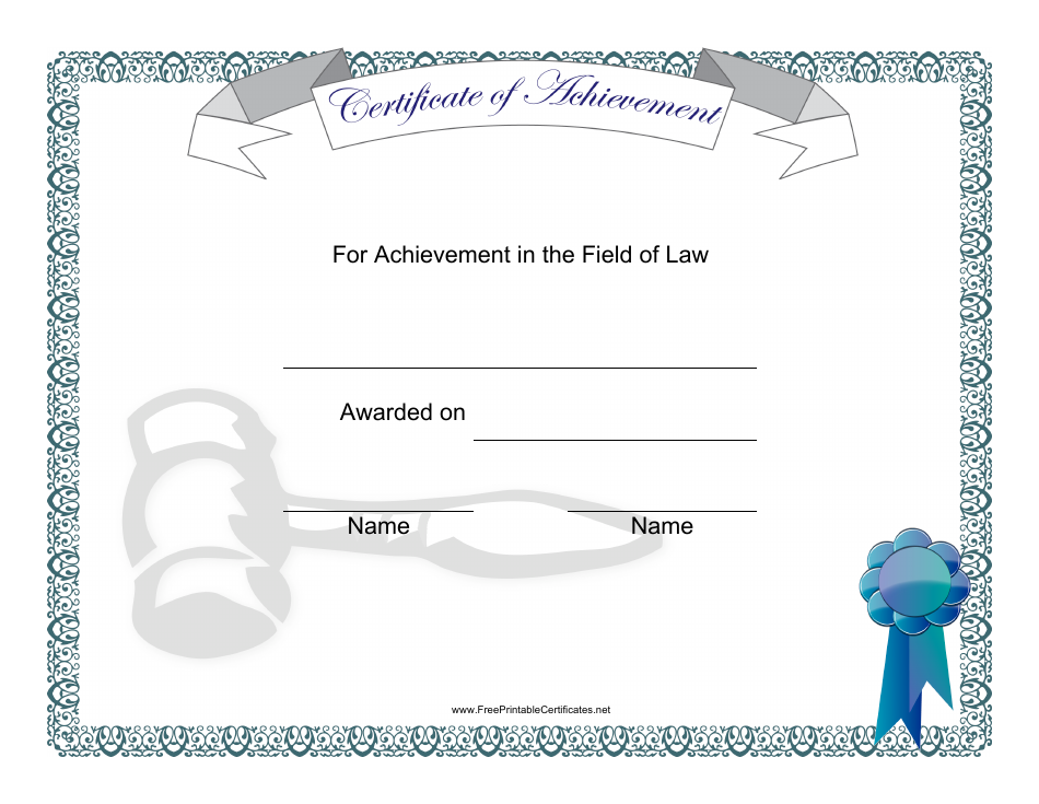 Field of Law Achievement Certificate Template Image Preview