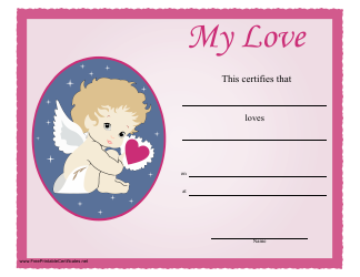 &quot;My Love Cupid Certificate Template&quot;