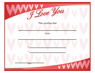 &quot;Love Certificate Template&quot;