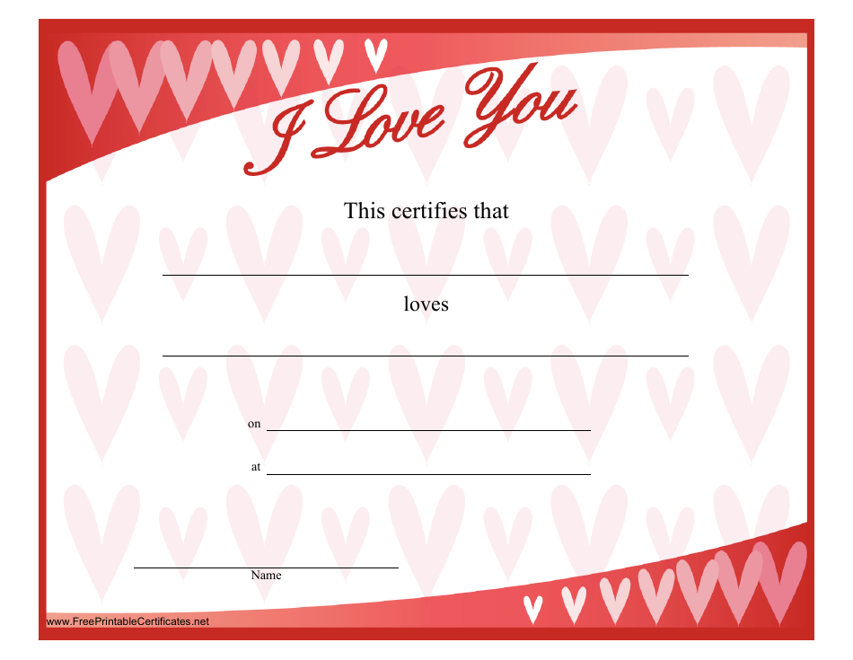 Love Certificate Template