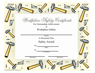 Document preview: Workspace Safety Certificate Template