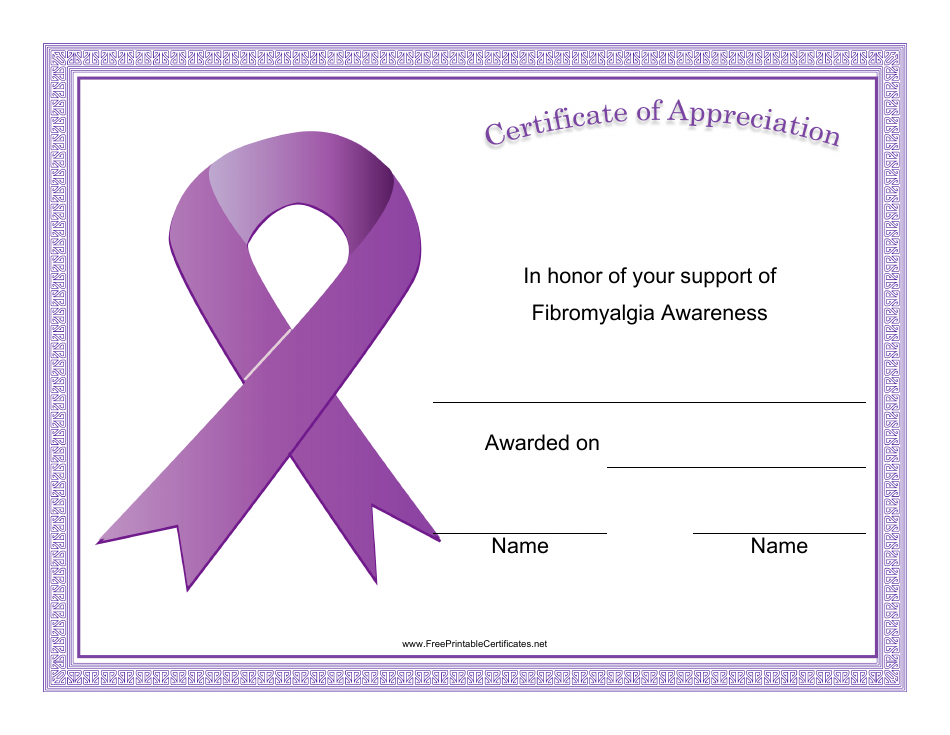 Fibromyalgia Awareness Certificate of Appreciation Template Image Preview