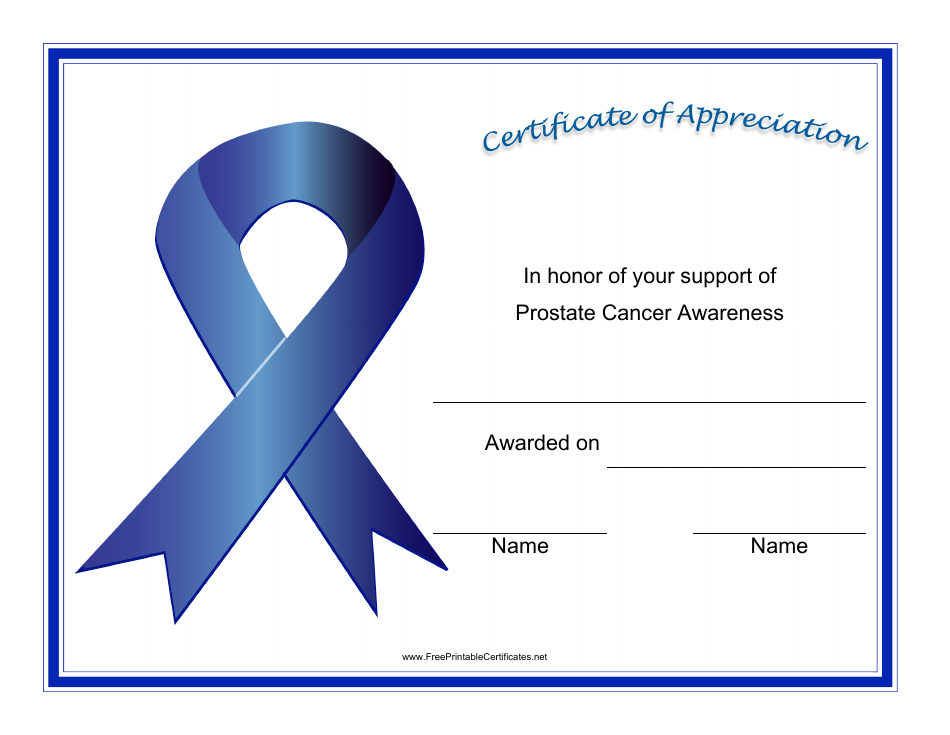Prostate Cancer Awareness Certificate of Appreciation Template Preview Image
