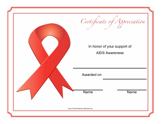 Document preview: AIDS Awareness Certificate Template