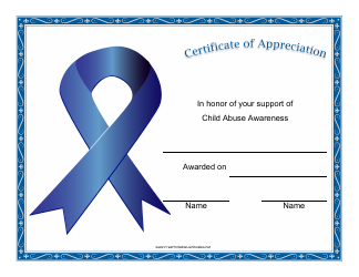 Document preview: Child Abuse Awareness Certificate Template