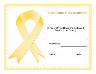&quot;Brave and Dedicated Service to Our Country Certificate of Appreciation Template&quot;