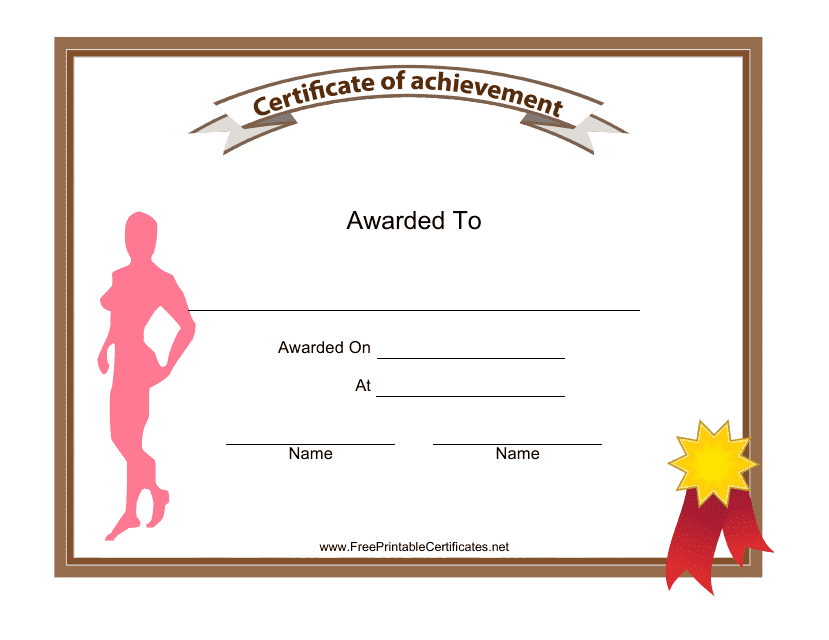 Female Body Building Achievement Certificate Template Image Preview