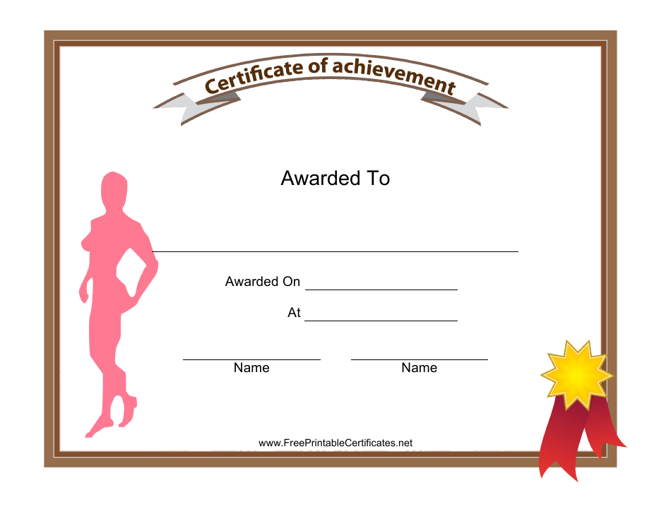 Female Body Building Achievement Certificate Template Image Preview
